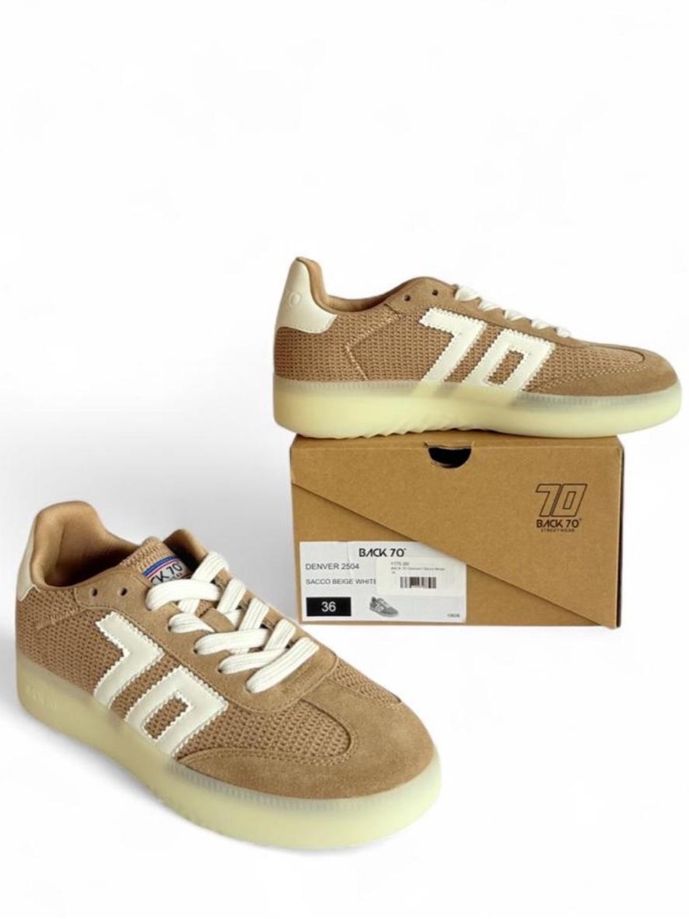 BACK 70 Denver 2504 in Sacco Beige White Sneakers Women's